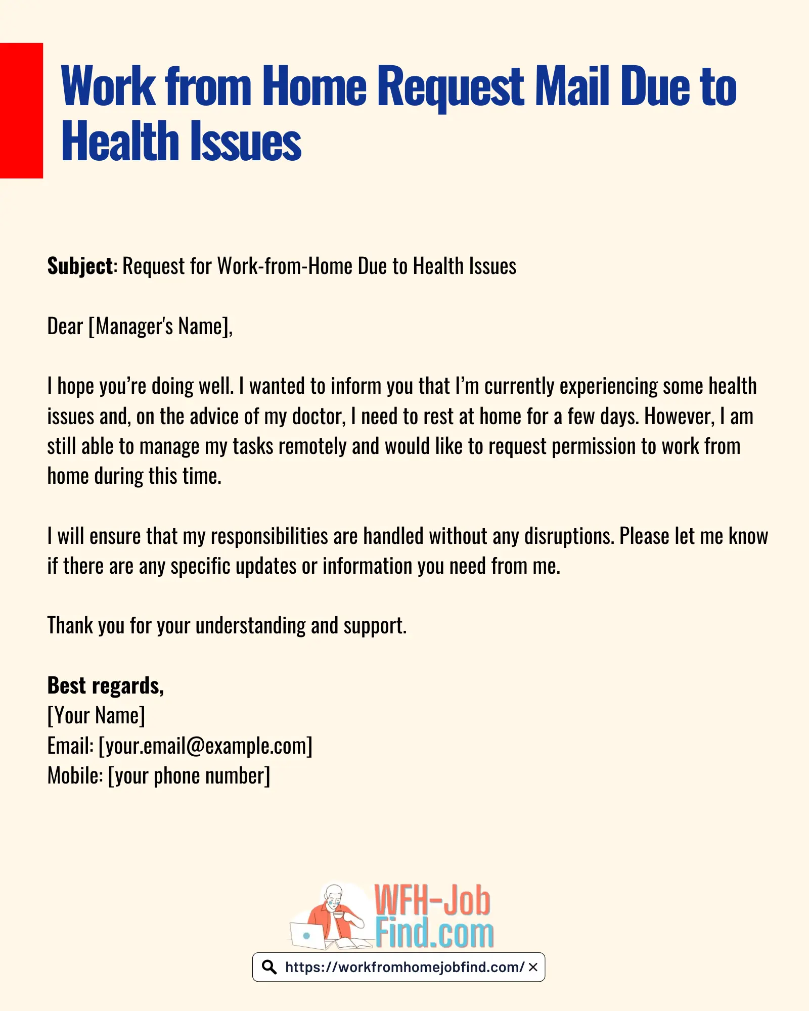 Work from Home Request Mail Due to Health Issues