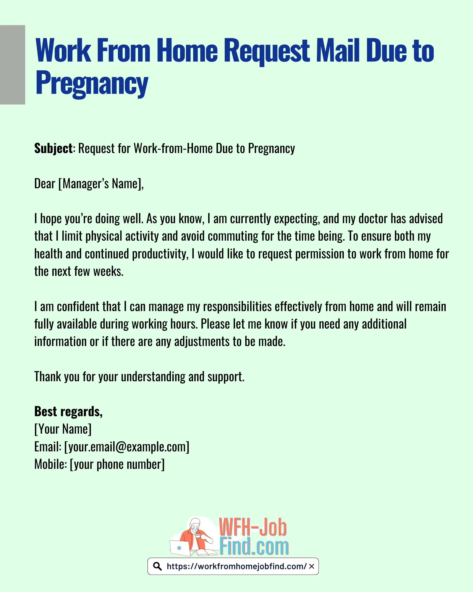 Work From Home Request Mail Due to Pregnancy